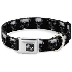 Dog Bone Black/Silver Seatbelt Buckle Collar - Dark Knight