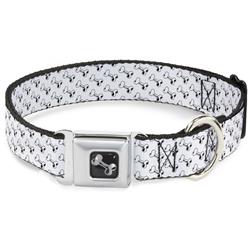 Dog Bone Black/Silver Seatbelt Buckle Collar - Dog Bone White/Black
