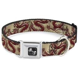 Dog Bone Black/Silver Seatbelt Buckle Collar - Dragons Tan