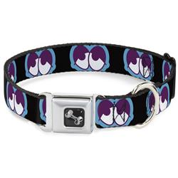 Dog Bone Black/Silver Seatbelt Buckle Collar - Dopey Eyes Black/Baby Blue/Purple