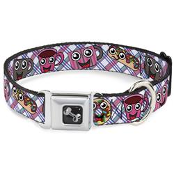 Dog Bone Black/Silver Seatbelt Buckle Collar - Donuts & Coffee Cartoon2