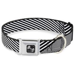 Dog Bone Black/Silver Seatbelt Buckle Collar - Eighties 7 Black/White