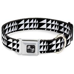 Dog Bone Black/Silver Seatbelt Buckle Collar - Eighties 8 Black/White