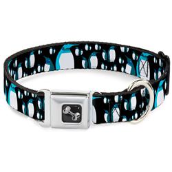 Dog Bone Black/Silver Seatbelt Buckle Collar - Emperor Penguins Gray/Blues