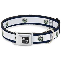 Dog Bone Black/Silver Seatbelt Buckle Collar - El Salvador Flag