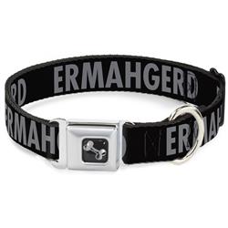 Dog Bone Black/Silver Seatbelt Buckle Collar - ERMAHGERD! Black/Gray