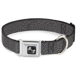 Dog Bone Black/Silver Seatbelt Buckle Collar - Elephant Crackle Grays