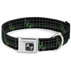 Dog Bone Black/Silver Seatbelt Buckle Collar - Flatline