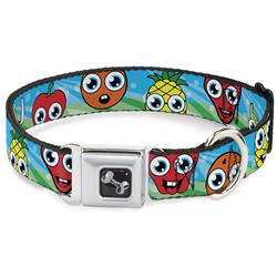 Dog Bone Black/Silver Seatbelt Buckle Collar - Fruit Cartoon