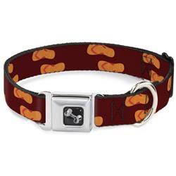 Dog Bone Black/Silver Seatbelt Buckle Collar - Flip Flops Burgundy/Orange