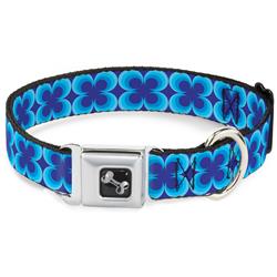 Dog Bone Black/Silver Seatbelt Buckle Collar - Four Dot Gradient Royal/Blues