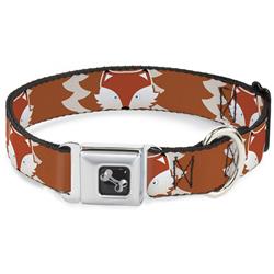 Dog Bone Black/Silver Seatbelt Buckle Collar - Fox Face/Tail Orange/Natural