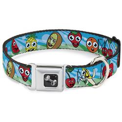 Dog Bone Black/Silver Seatbelt Buckle Collar - Fruit Cartoon2