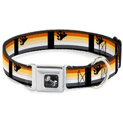 Dog Bone Black/Silver Seatbelt Buckle Collar - Flag Bear Pride Brown/Orange/Yellow/Tan/White/Gray/Black