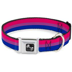 Dog Bone Black/Silver Seatbelt Buckle Collar - Flag Bisexual Pink/Purple/Blue