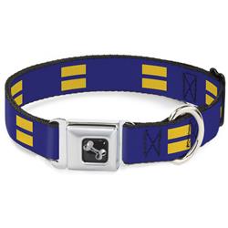 Dog Bone Black/Silver Seatbelt Buckle Collar - Flag Equality Blue/Yellow