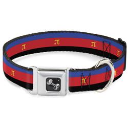 Dog Bone Black/Silver Seatbelt Buckle Collar - Flag Polyamorous Pi Symbol Blue/Red/Black/Yellow