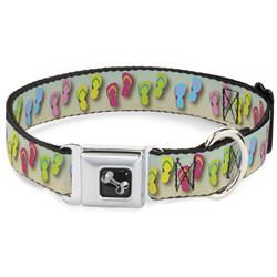 Dog Bone Black/Silver Seatbelt Buckle Collar - Flip Flops2 Aqua/Multi Color