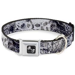 Dog Bone Black/Silver Seatbelt Buckle Collar - Gothic 1