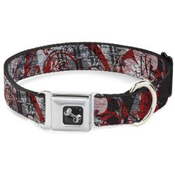 Dog Bone Black/Silver Seatbelt Buckle Collar - Gothic 3