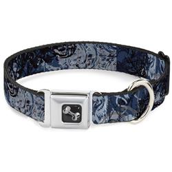 Dog Bone Black/Silver Seatbelt Buckle Collar - Gothic 5