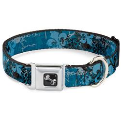 Dog Bone Black/Silver Seatbelt Buckle Collar - Gothic 8