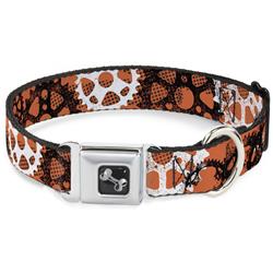 Dog Bone Black/Silver Seatbelt Buckle Collar - Grunge Gears Orange