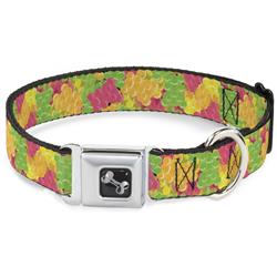 Dog Bone Black/Silver Seatbelt Buckle Collar - Gummy Bears Stacked Multi Color