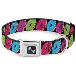 Dog Bone Black/Silver Seatbelt Buckle Collar - Glaze Donut Expressions Black