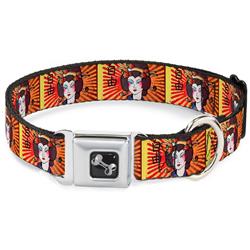 Dog Bone Black/Silver Seatbelt Buckle Collar - Geisha Distressed Repeat