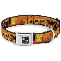 Dog Bone Black/Silver Seatbelt Buckle Collar - Golden Sunset