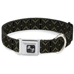 Dog Bone Black/Silver Seatbelt Buckle Collar - Geometric7 Black/Olive