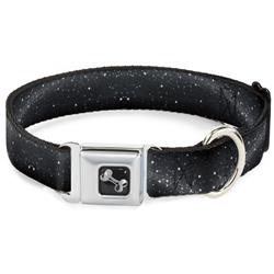 Dog Bone Black/Silver Seatbelt Buckle Collar - Galaxy Arch Black/Gray/White