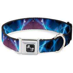 Dog Bone Black/Silver Seatbelt Buckle Collar - Galaxy Swirl/Shining Stars