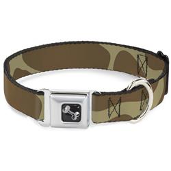 Dog Bone Black/Silver Seatbelt Buckle Collar - Giraffe Spots Tan/Brown