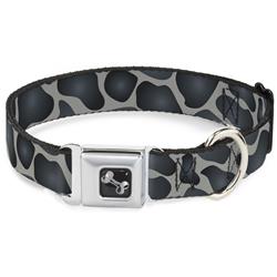 Dog Bone Black/Silver Seatbelt Buckle Collar - Giraffe Spots Gray/Charcoal