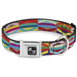 Dog Bone Black/Silver Seatbelt Buckle Collar - Geometric10 Multi Color