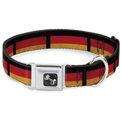 Dog Bone Black/Silver Seatbelt Buckle Collar - German Flag Distressed