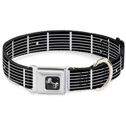 Dog Bone Black/Silver Seatbelt Buckle Collar - Guitar Neck Black/White