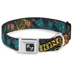 Dog Bone Black/Silver Seatbelt Buckle Collar - Honor Gray