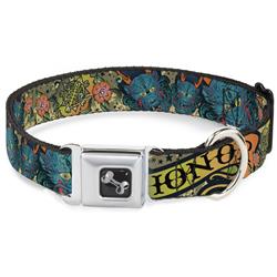 Dog Bone Black/Silver Seatbelt Buckle Collar - Honor Tan