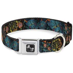 Dog Bone Black/Silver Seatbelt Buckle Collar - Honor CLOSE-UP Black