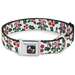 Dog Bone Black/Silver Seatbelt Buckle Collar - Holly & Mistletoe