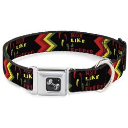 Dog Bone Black/Silver Seatbelt Buckle Collar - Hot Like A Pepper