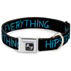 Dog Bone Black/Silver Seatbelt Buckle Collar - HIPSTERS RUIN EVERYTHING Black/Blue