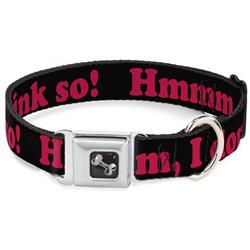 Dog Bone Black/Silver Seatbelt Buckle Collar - HMMM, I DON'T THINK SO! Black/Pink