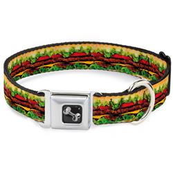 Dog Bone Black/Silver Seatbelt Buckle Collar - Hamburger Vivid