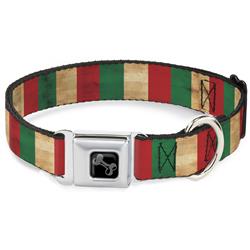 Dog Bone Black/Silver Seatbelt Buckle Collar - Italy Flag Continuous Vintage
