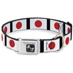 Dog Bone Black/Silver Seatbelt Buckle Collar - Japan Flags
