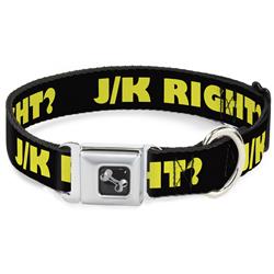 Dog Bone Black/Silver Seatbelt Buckle Collar - J/K RIGHT? Black/Yellow